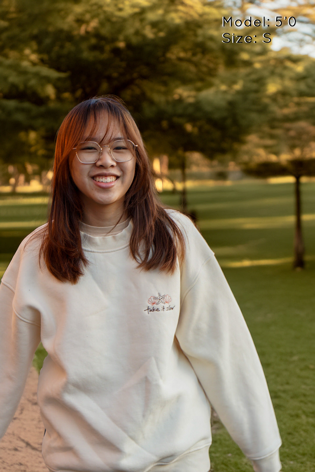take it slow - embroidered turtle crew