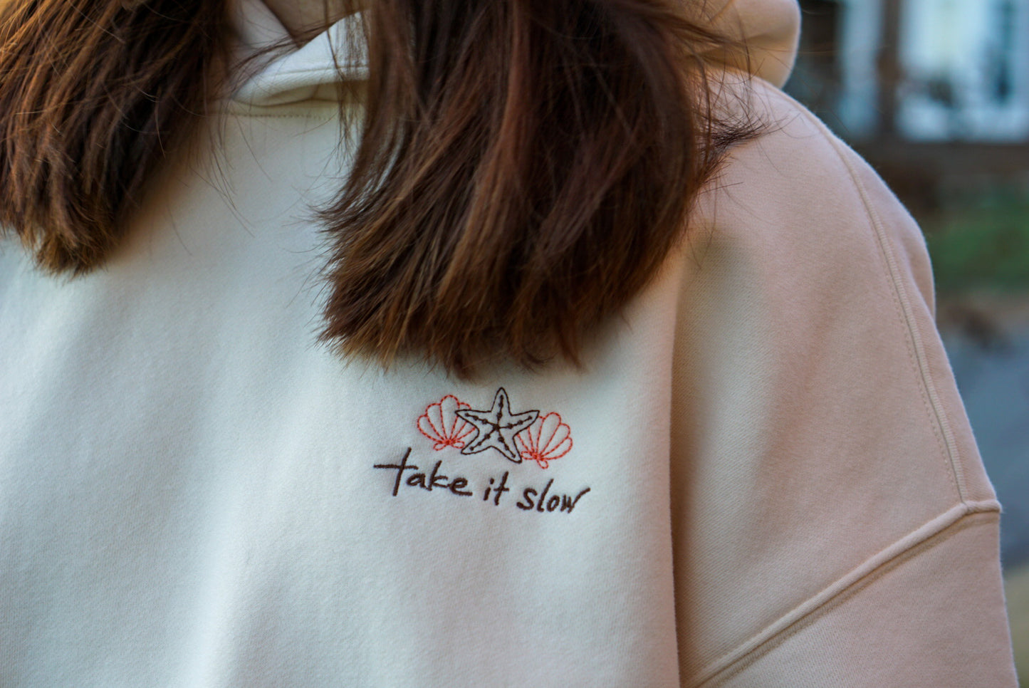 take it slow - embroidered turtle hoodie