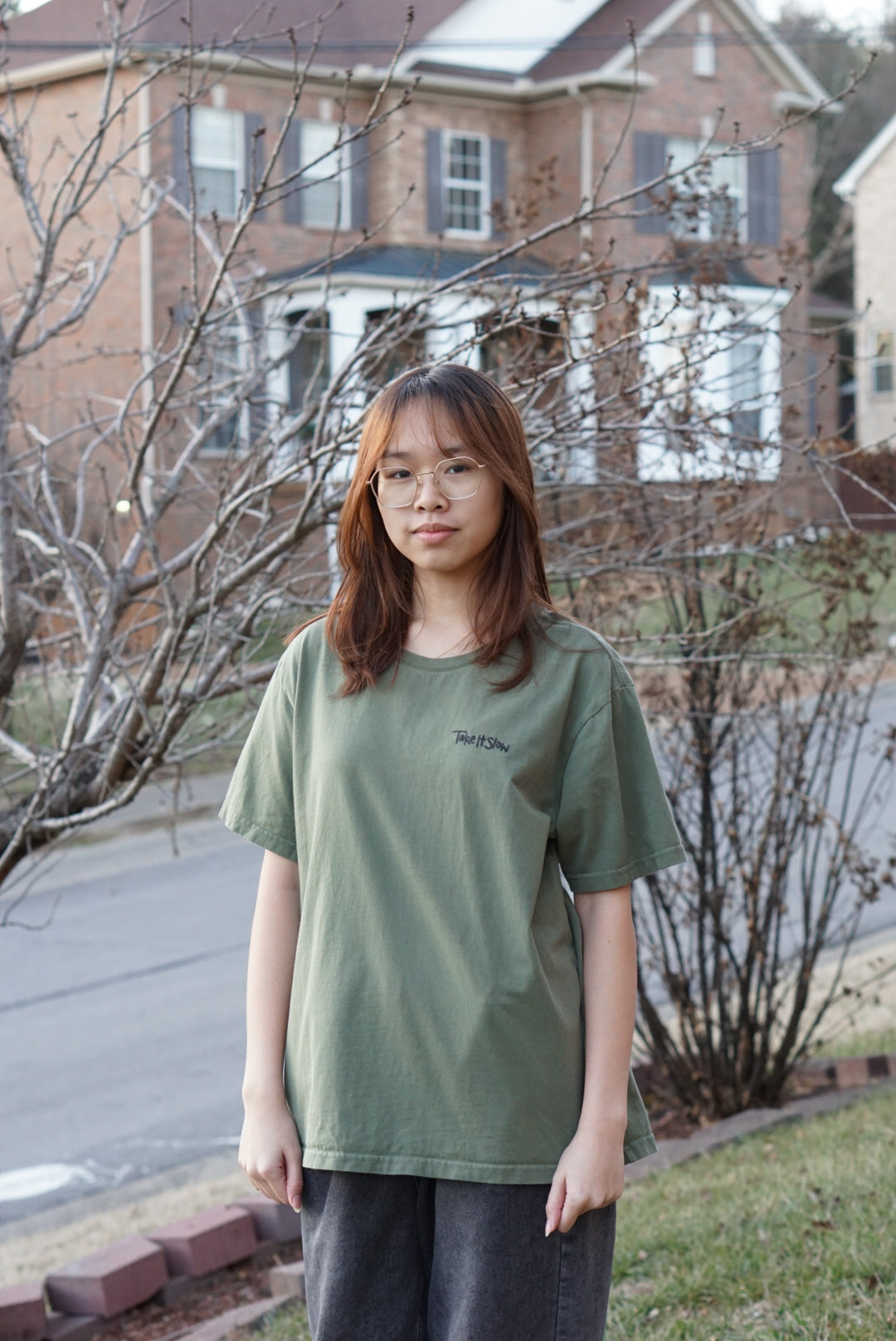 take it slow - flowery turtle doodle tee