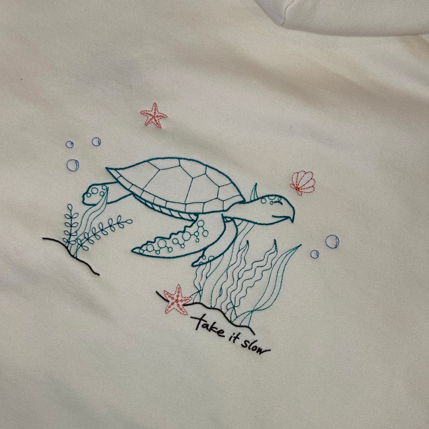 take it slow - embroidered turtle hoodie