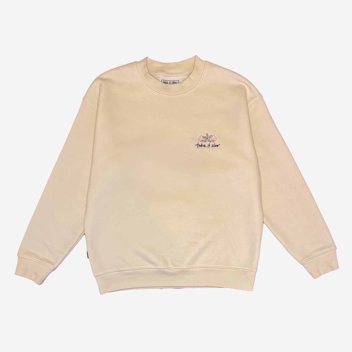 take it slow - embroidered turtle crew
