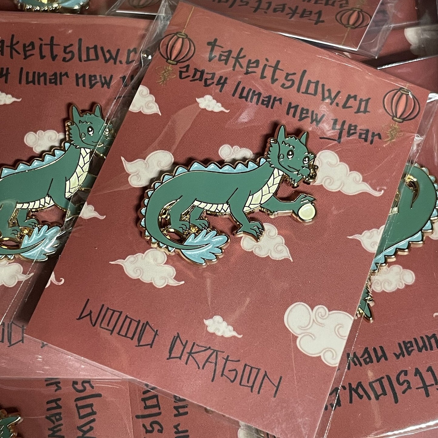 year of the dragon - wood dragon pin