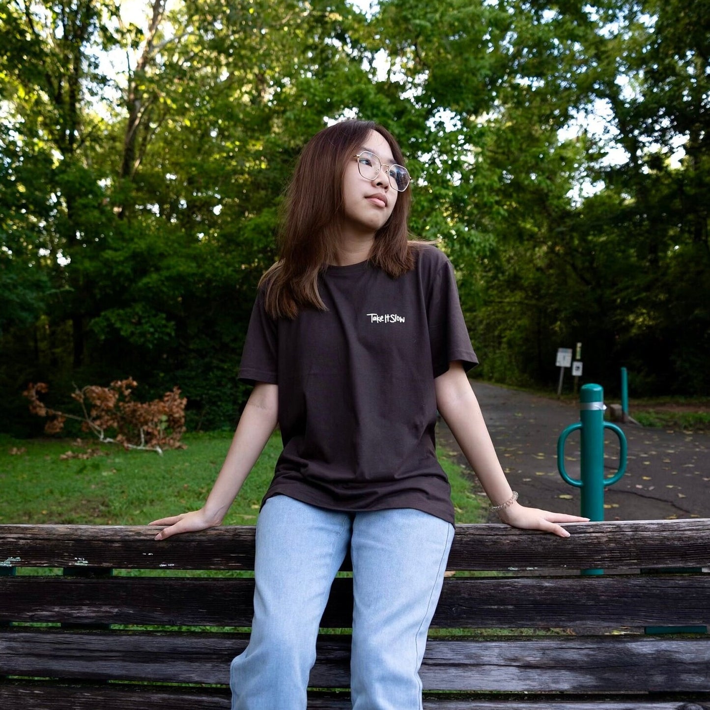 take it slow - flowery turtle doodle tee