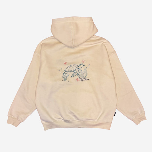 take it slow - embroidered turtle hoodie